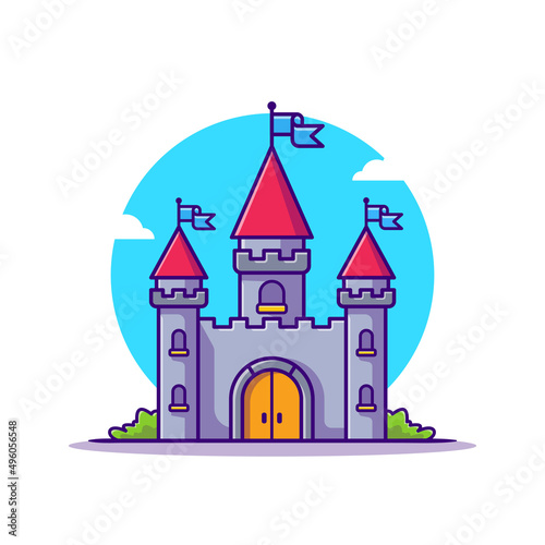 Castle Palace Cartoon Vector Icon Illustration. Building Landmark Icon Concept Isolated Premium Vector. Flat Cartoon Style