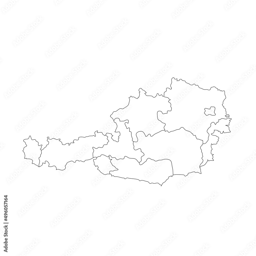 Simple map of Austria vector drawing. Isolated outline.
