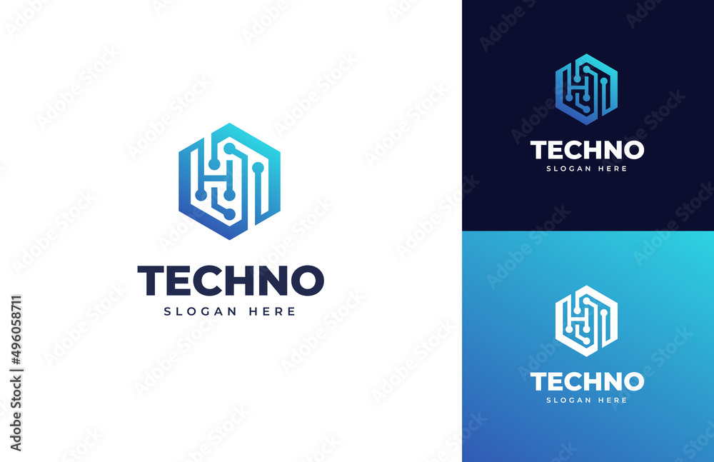 Geometric circuit tech wire digital system vector logo design, Creative technology connection data online logo design Geometric circuit tech wire digital system vector logo design, Creative technology connection data online logo design