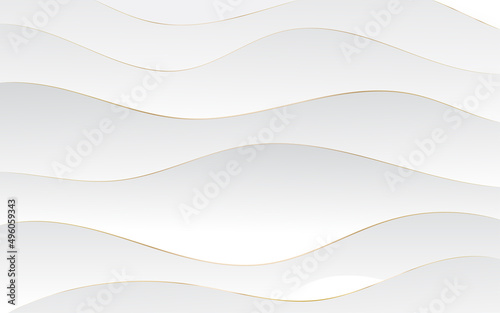 Elegant white overlap brown shade background with line golden elements. Realistic luxury paper cut style 3d modern concept. vector illustration for design.