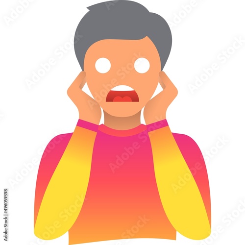 Shocked man character vector flat icon isolated