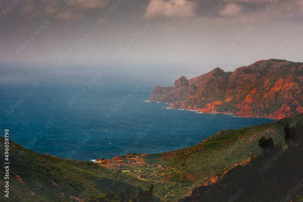 Scenic view of Golfe de Porto, Corsica, France