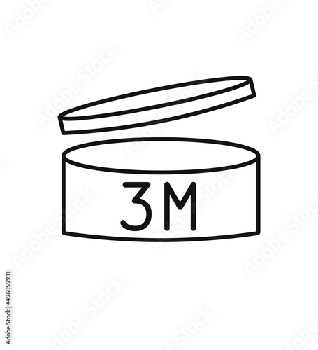 Expiration date 3 month icon. Period after opening symbol. Vector Illustration.