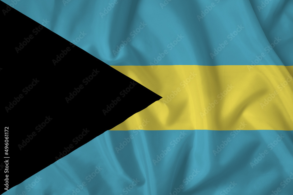 Bahamas flag with fabric texture. Close up shot, background Bahamas flag with fabric texture. Close up shot, background