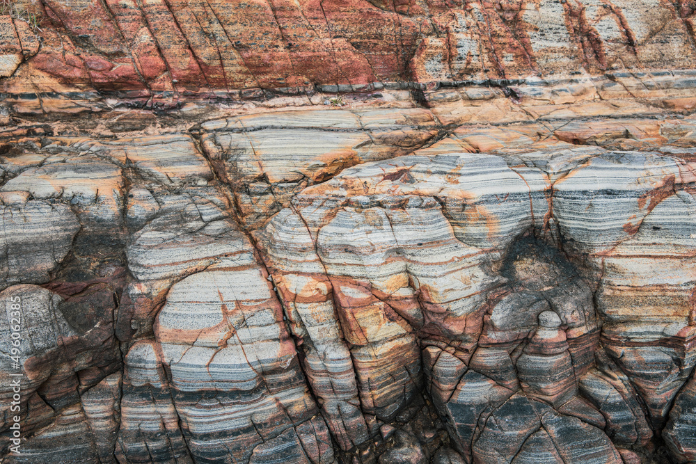 Volcaniclastic sedimentary rock in Geo Park, Lai Chi Chong, Hong Kong foto  de Stock | Adobe Stock