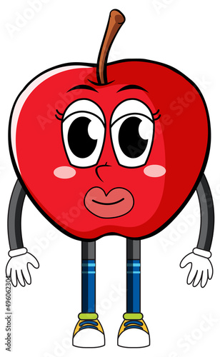 Red apple with arms and legs