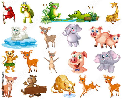 Set of animal cartoon character