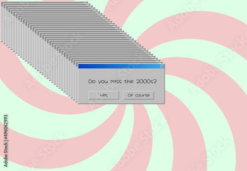 2000s nostalgia concept. Retro 00s PC interface. Windows system message. Vector error message of computer operating system. Text do you miss the 2000s