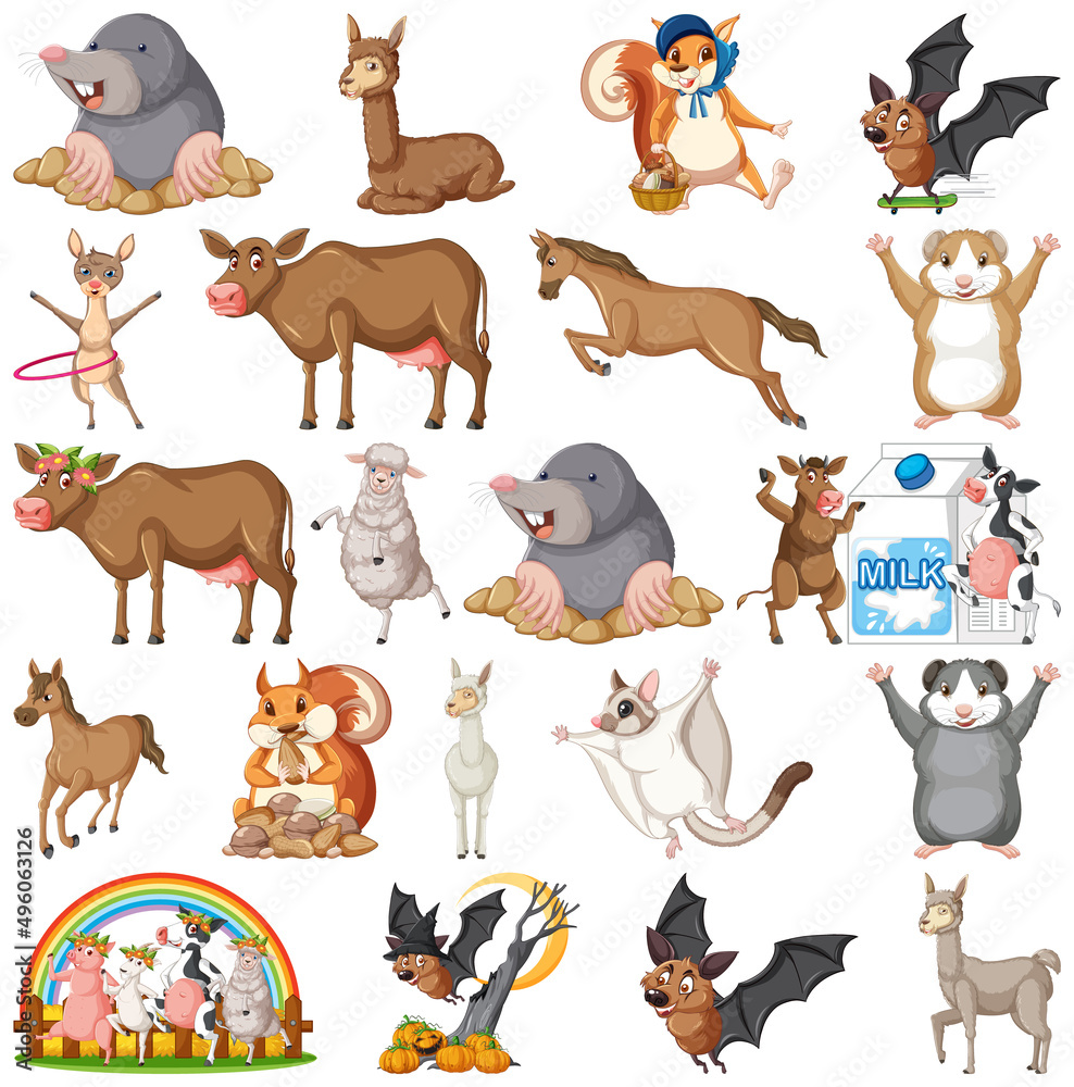 Set of different kids of animals Set of different kids of animals