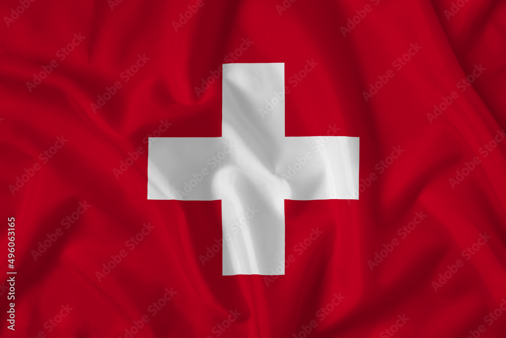 Switzerland flag with fabric texture. Close up shot, background Switzerland flag with fabric texture. Close up shot, background