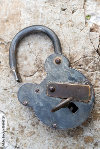 close up of old padlock