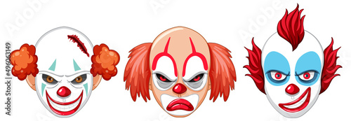 Set of clown facial expression