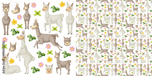 Cute animals cartoon seamless background