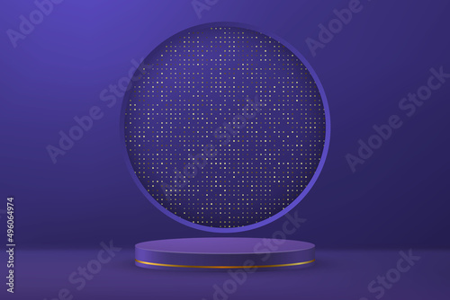 3d realistic podium or pedestal on blue luxury background