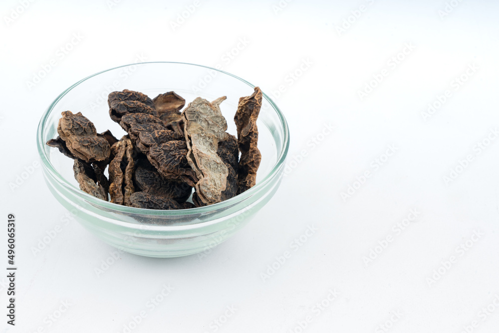 Shikakai - Acacia concinna top view over isolated white background Shikakai - Acacia concinna top view over isolated white background