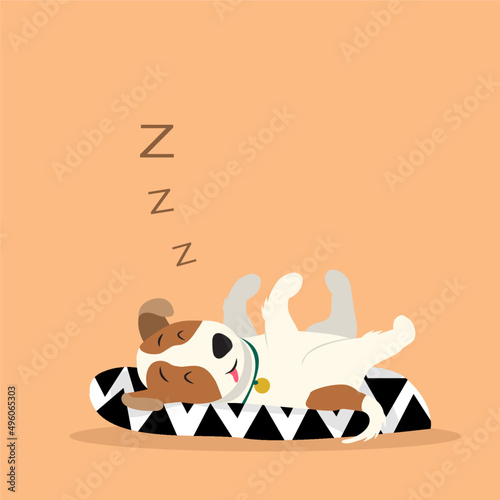 Sleeping dog illustration. Jacks Russell Terrier puppy.