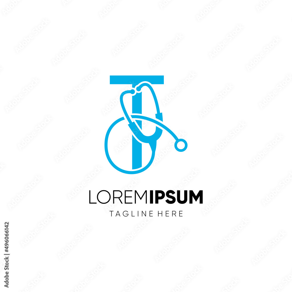 Letter T Stethoscope Logo Design Vector Icon Graphic Emblem Illustration 