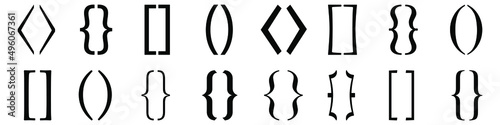 Text brackets vector icon set. Curly braces illustration sign collection. square and corner parentheses symbol.