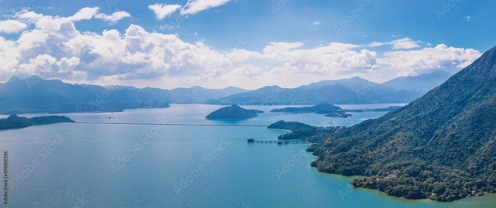 Aerial Panorama landscape of Plover Cove Reservoir, Hong Kong. Aerial Panorama landscape of Plover Cove Reservoir, Hong Kong.