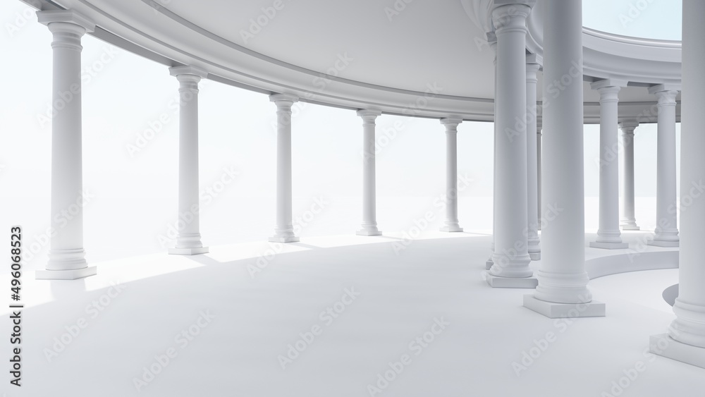 Obraz premium Classic semicircular interior with columns 3d render