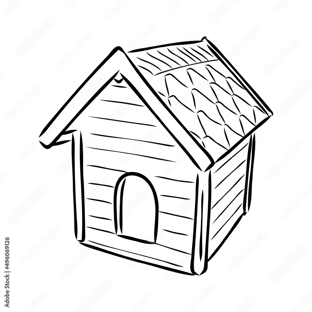 Dog house isolated graphic black white sketch illustration vector Dog house isolated graphic black white sketch illustration vector