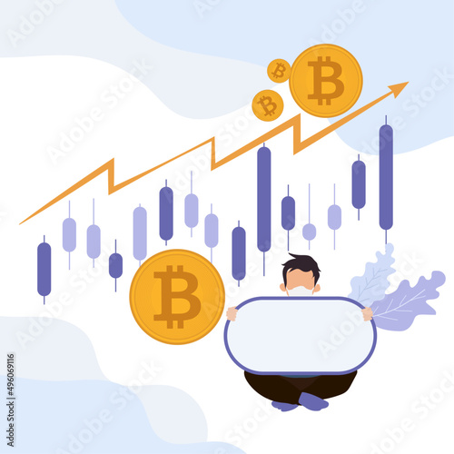 bitcoins currency chart design, Digital wallet mobile trading crypto template. banking flat concept of crypto transactions, payments Vector, illustration