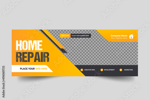 Construction renovation Handyman home repair social media post banner template