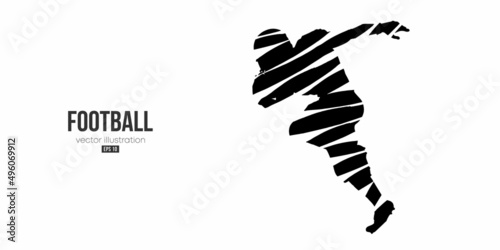 Abstract silhouette of a NFL american football player man in action isolated white background. Vector illustration