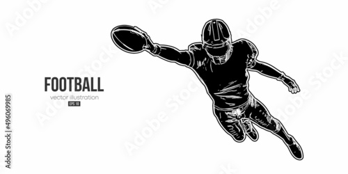 Abstract silhouette of a NFL american football player man in action isolated white background. Vector illustration