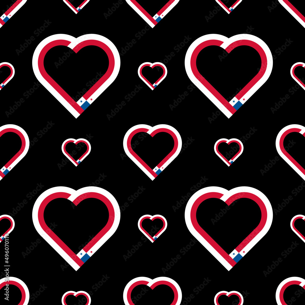 heart ribbon pattern of panama flag. vector illustration