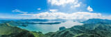 Aerial Panorama landscape of Plover Cove Reservoir, Hong Kong.