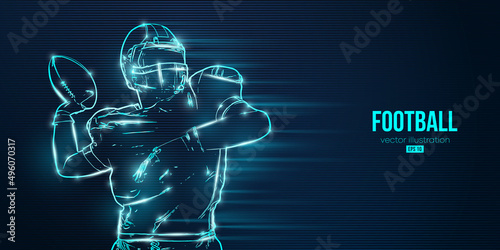 Abstract silhouette of a NFL american football player man in action isolated blue background. Vector illustration