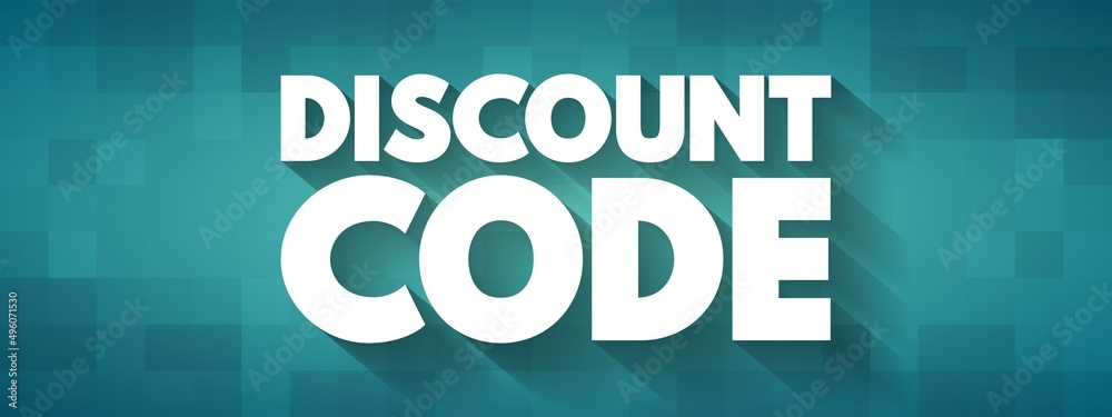 Discount Code - personalized or publicly-released code offered to customers as a purchasing incentive that reduces the price of an order, text concept background