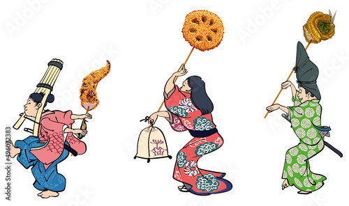 串揚げ持って踊る人