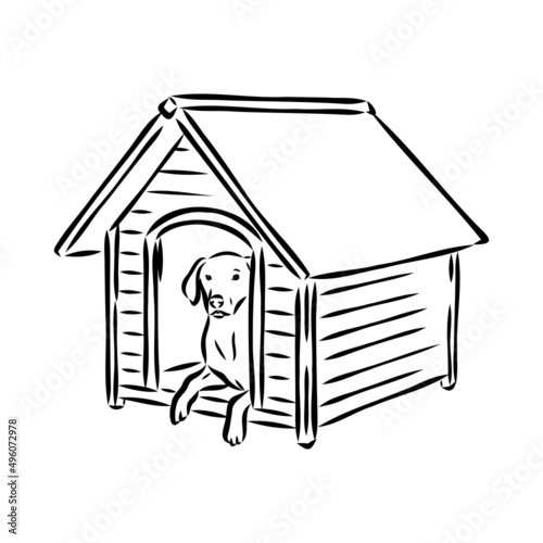 Dog house isolated graphic black white sketch illustration vector
