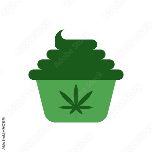 Cannabis cupcake vector icon on white background