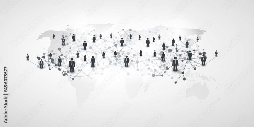 Black and White Modern Style Global Networks, Worldwide Business, IT Connections - Social Media Concept Design with Globally Connected People, Geometric Polygonal Mesh and World Map - Vector Template Black and White Modern Style Global Networks, Worldwide Business, IT Connections - Social Media Concept Design with Globally Connected People, Geometric Polygonal Mesh and World Map - Vector Template