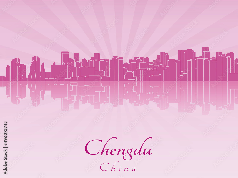 Obraz premium Chengdu skyline in purple radiant orchid