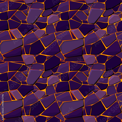 Seamless texture stone with lava or fire