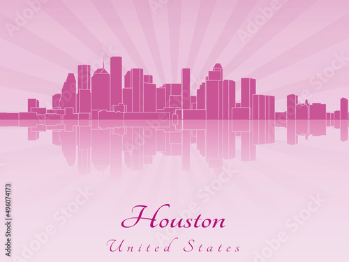 Houston skyline in purple radiant orchid