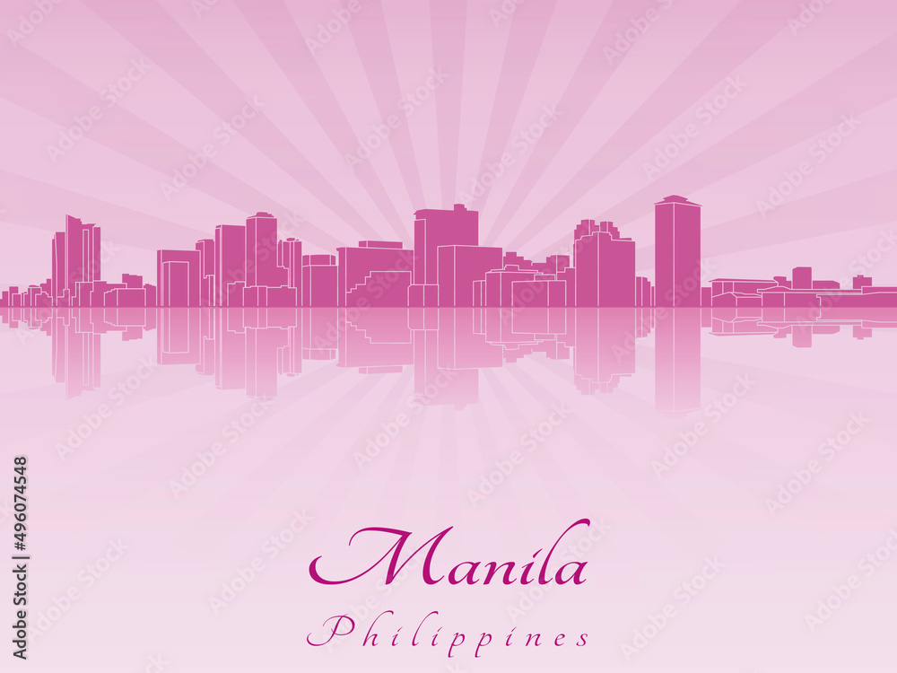 Obraz premium Manila skyline in purple radiant orchid