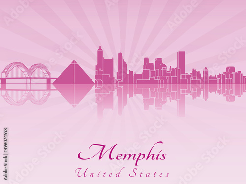 Memphis skyline in purple radiant orchid