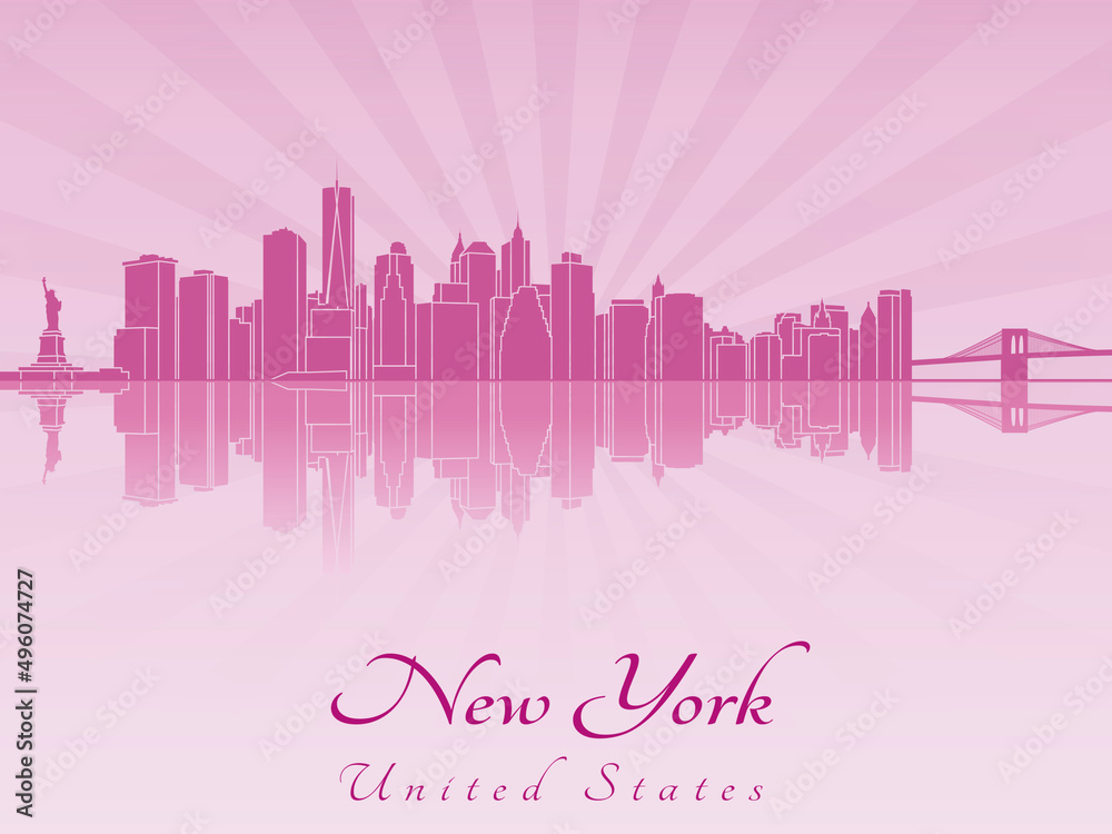 Obraz premium New York skyline in purple radiant orchid