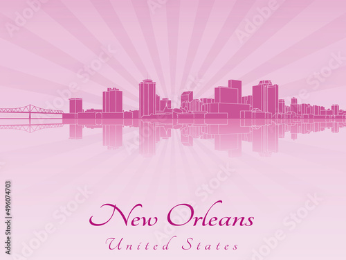 New Orleans skyline in purple radiant orchid