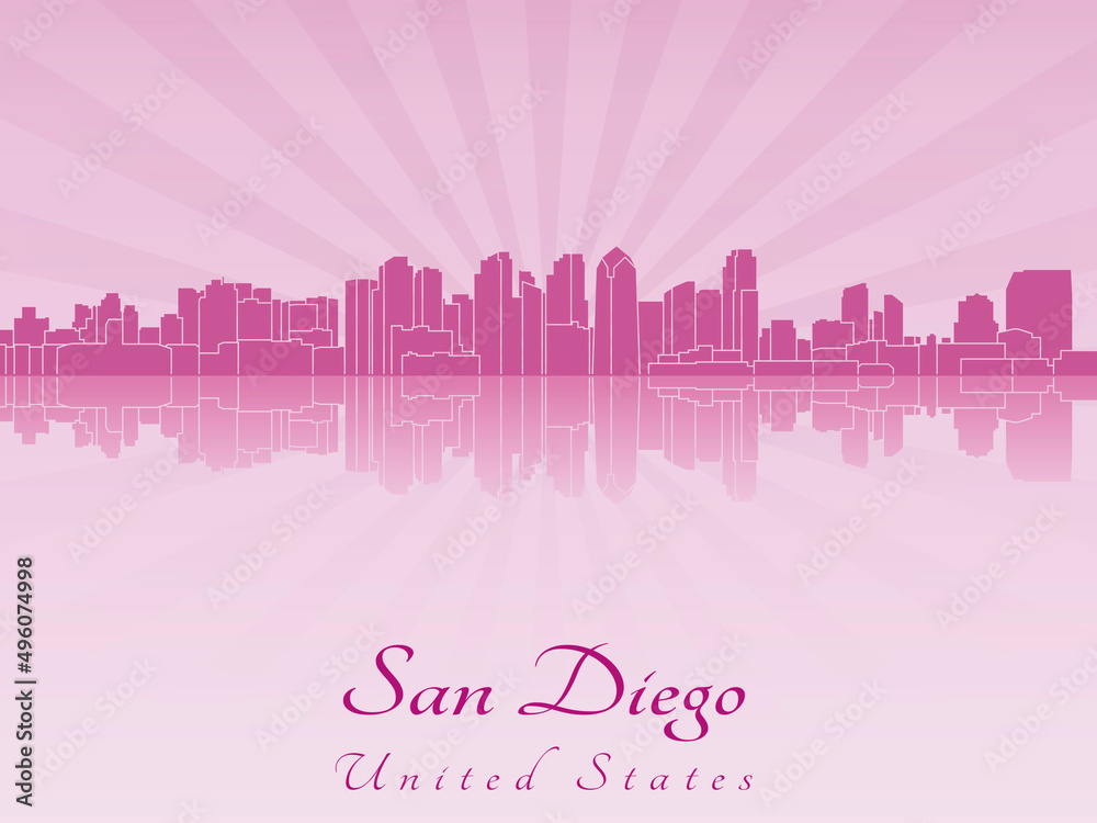 Naklejka premium San Diego skyline in purple radiant orchid