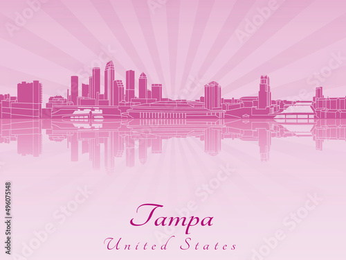 Tampa skyline in purple radiant orchid