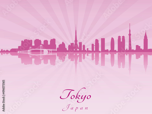 Photography Tokyo skyline in purple radiant orchid