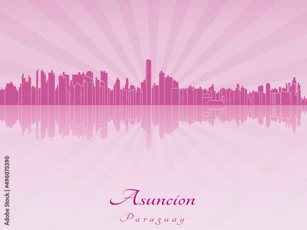 Obraz premium Asuncion skyline in purple radiant orchid