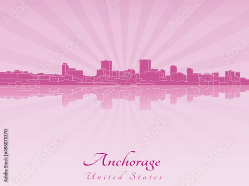 Anchorage skyline in purple radiant orchid