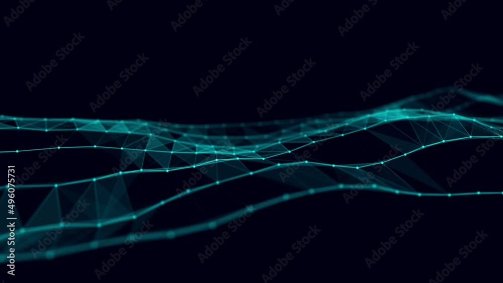 Abstract wave background with dots and lines moving in space. Technology illustration. Futuristic modern dynamic wave. 3d rendering.